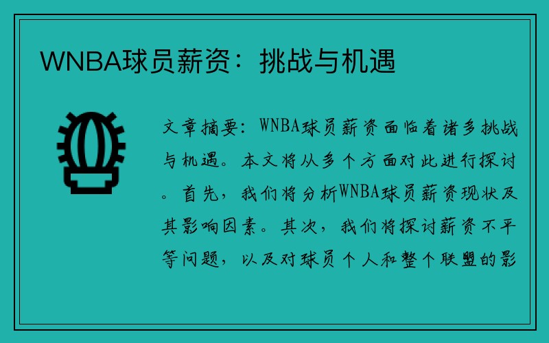 WNBA球员薪资：挑战与机遇